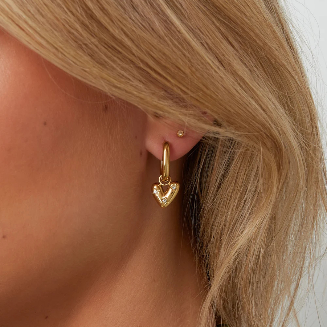 Sparkling heart hoops